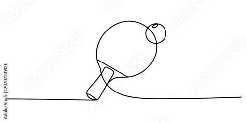Принти на полотні Continuous line drawing of ping pong paddle and ball