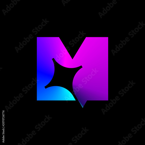 Letter M Spark Logo Design for Startup, Technology, Vector Illustration.