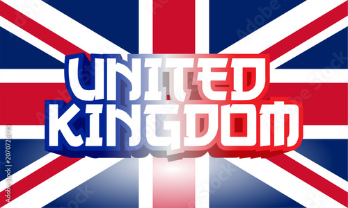 United Kingdom Lettering with Flag Background Design Template Inspiration, Vector Illustration