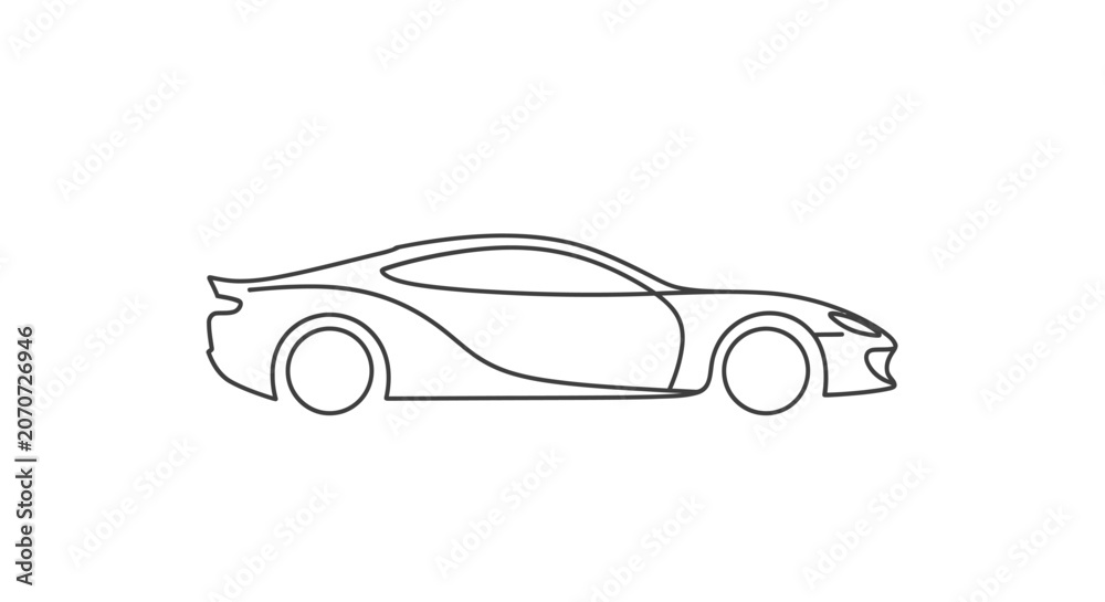 Naklejka premium Sports Car Side View Illustration.