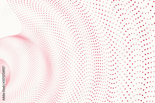 Photos Abstract red-dotted wave pattern radiating from curved gradient dots radial