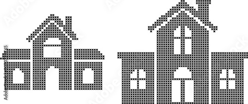 Photos Two houses cross stitch pattern simple building design