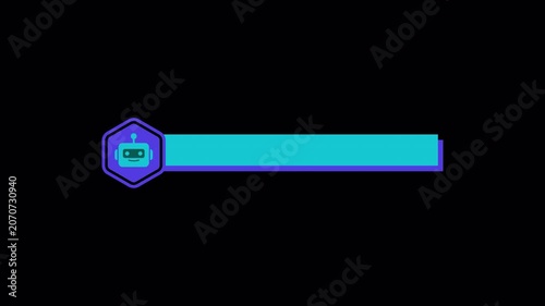 Animated AI Robot Lower Third Title Bar with Hexagon Icon Corporate Broadcast Overlay Transparent Background