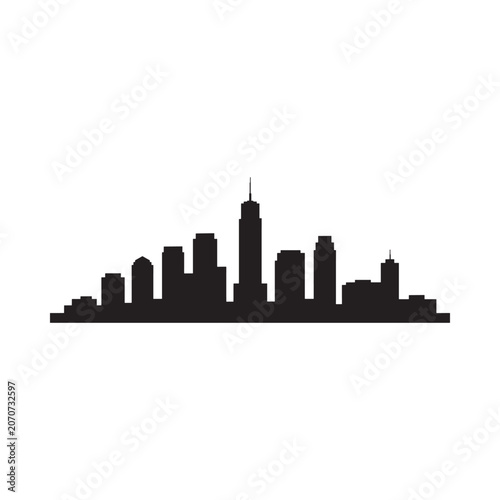 Tablou pe pânză Cityscape Silhouette Against White Background A Minimalist Urban Outline