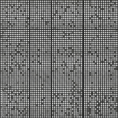 Blackandwhitegridpatternwithvarieddotdensitiesandthreethickverticallines.