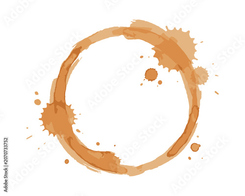 Coffee cup stain ring on white background isolated pattern