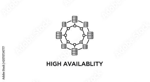 Tableau sur toile High availability circular network diagram with text