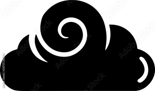 Abstract cloud silhouette with swirling vapor against a white background