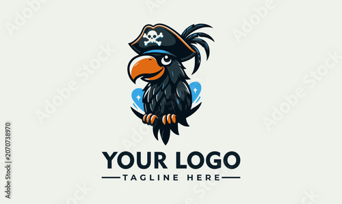 Photos Fierce Pirate Crow Vector Logo Illustration with Tricorne Hat