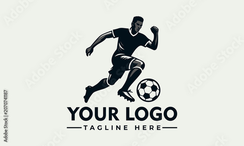 Professional Soccer Player Silhouette Vector Logo Illustration for Sports Team Branding Design