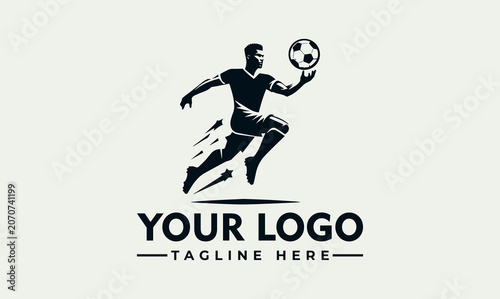 Dynamic Soccer Player Silhouette Vector Logo Illustration for Sport Clubs and Teams Design Concept