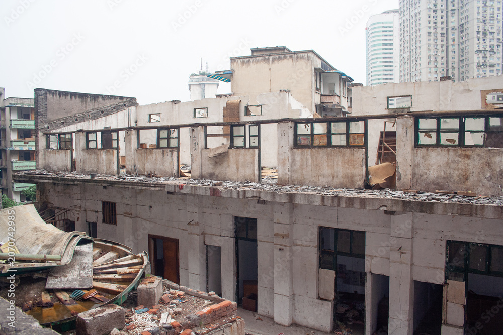 Fototapeta premium Urban Memory: Demolition of Houses in Lianglukou, Chongqing, China (2009)