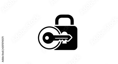 Konstfotografi Padlock with key icon security symbol.