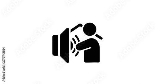 Fotografija Person covering ears from loud noise.