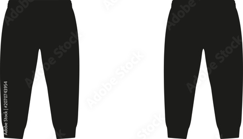 Tableau sur toile Black pants, vector leggings, fashion trousers, clothing icons