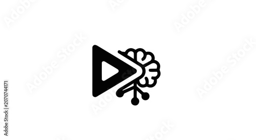 Fotografi Play Button With Flower Icon.