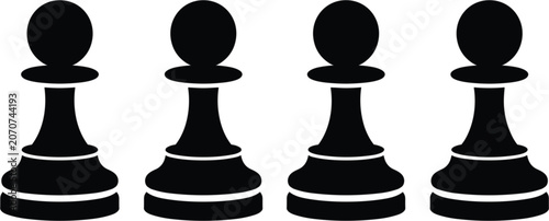 Foto Chess pawn silhouette collection, strategic board game pieces isolated for compe