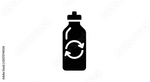 Recycling symbol on plastic bottle.