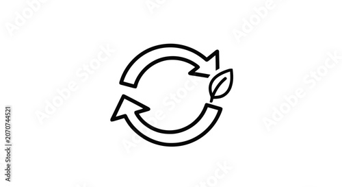 Recycling symbol with leaf icon.
