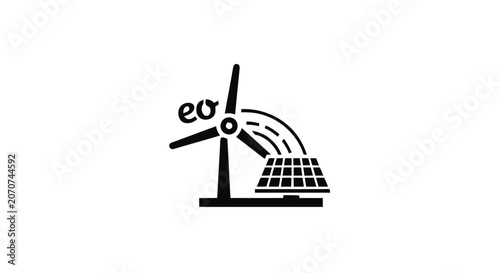 Renewable Energy Icon Wind Turbine Solar.