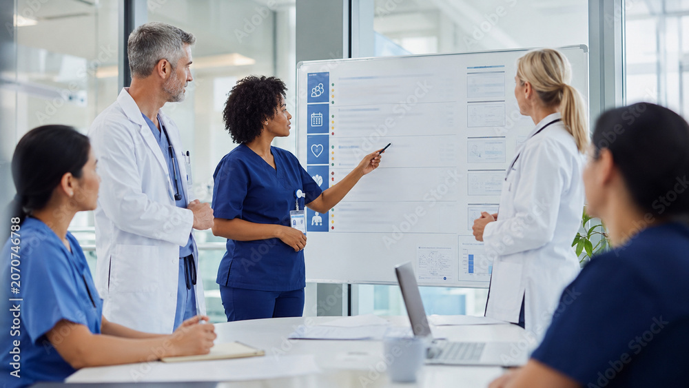 Fototapeta premium Healthcare team briefing on patient safety checklist