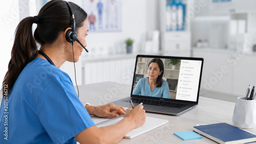 Nurse providing telehealth triage guidance