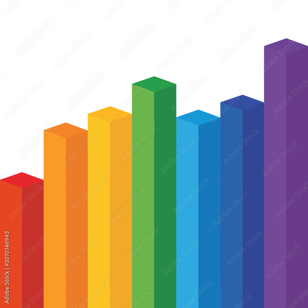 Fototapeta premium Colorful 3D bar chart representing growth and data analysis