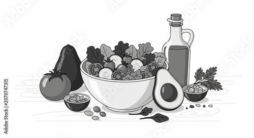 Bowl of fresh mixed healthy salad.