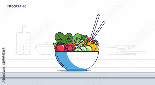 Colorful bowl of fresh mixed vegetables.