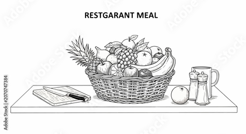 Fresh Fruit in a Woven Basket.
