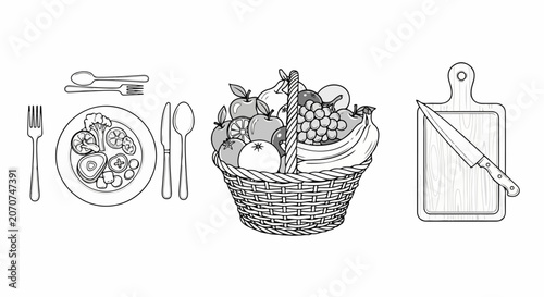 Fresh Fruit in a Woven Basket.