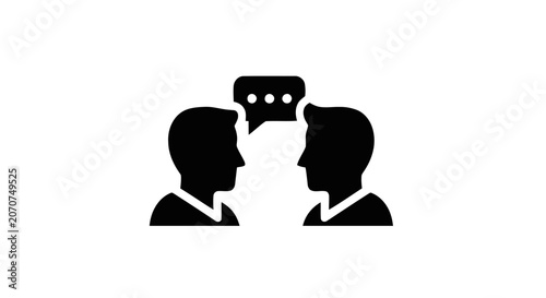 Fotografie Two Men Talking in Conversation Silhouettes.