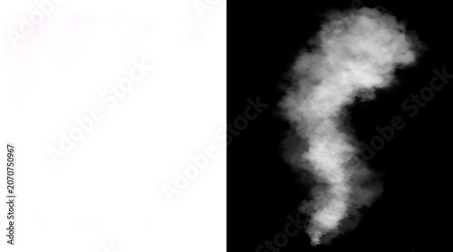 Foto Atmospheric white smoke plume on black background, ethereal steam vapor trail wi