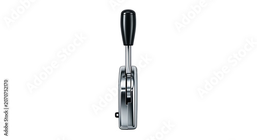 Modern automotive gear shifter isolated on white background