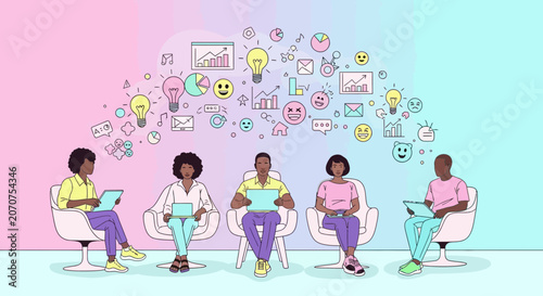 Diverse business team sharing ideas during a group meeting