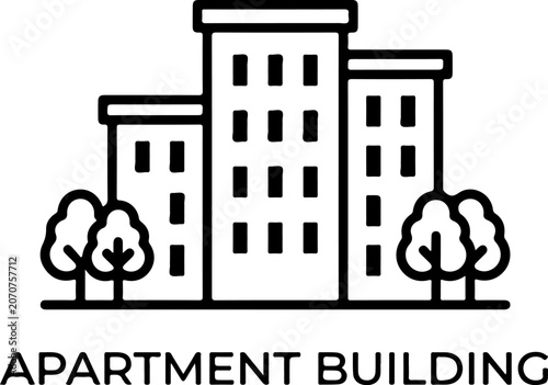 Apartment building architecture and housing icon vector with apartment, building vector