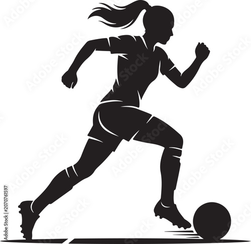 Female Football Player Dribbling