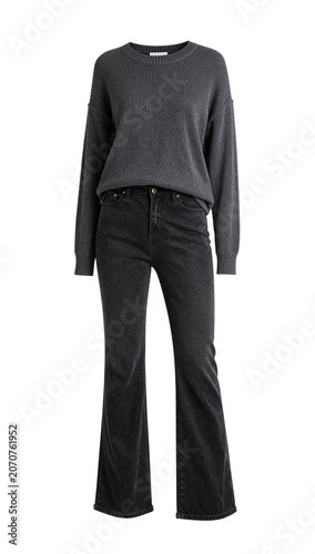 Headless female model wearing trendy streetwear  