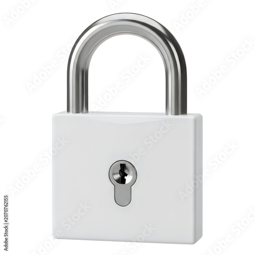 Sturdy metal padlock with curved shackle and keyhole