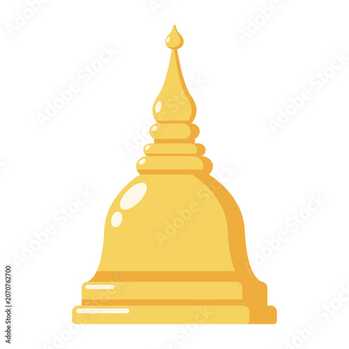 Golden Buddhist Stupa Cartoon Illustration