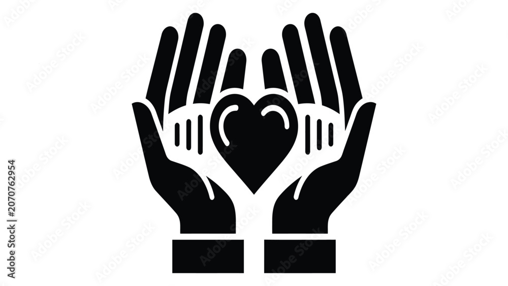 Fototapeta premium Hands cradling a heart symbol represent the foundational spirit of community support and selfless altruism.