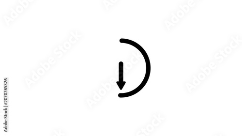 Animated loading icon with arrow and circular progress bar on black background.