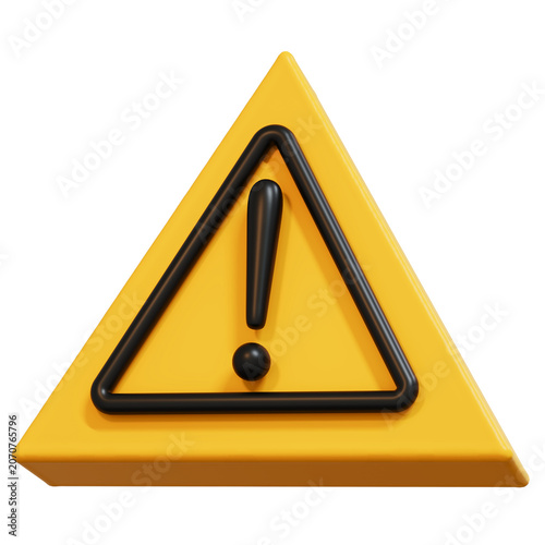 Yellow warning triangle with exclamation mark, safety alert symbol, caution sign