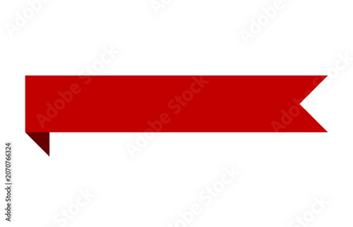 Red ribbon banner isolated on white background, design element