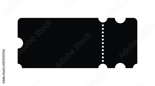 Foto Black Ticket Silhouette With Perforated Center Flat Graphic Silhouette