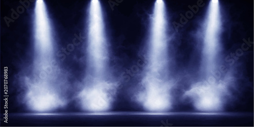 Photos Abstract Blue Light Background with Clouds, Mist and Glowing Night Sky Texture