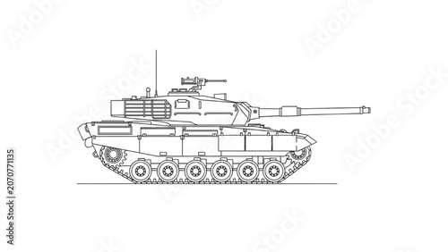 Photos Detailed 2D AutoCAD Vector illustration of a military tank