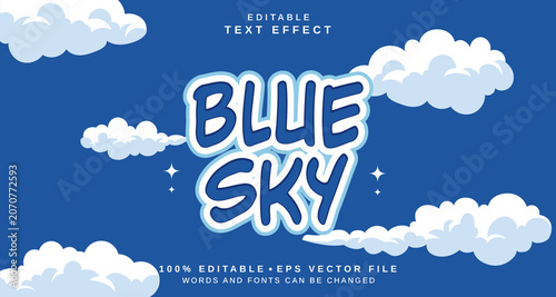 Editable text style effect - Blue Sky text style theme.