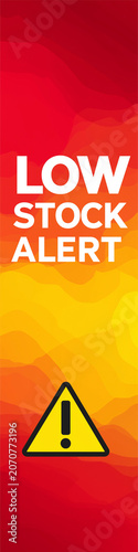 Attention-grabbing Black Friday inventory warning banner with low stock alert message for ecommerce and retail promotions