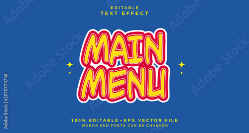 Editable text style effect - Main Menu text style theme.